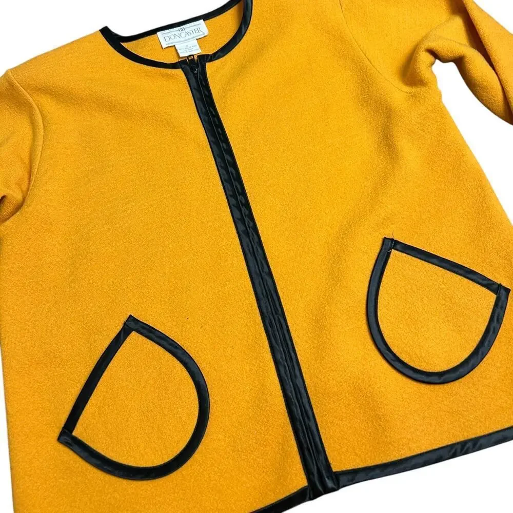 Doncaster 100% Boiled Wool Jacket Blazer Cardigan Gold Yellow Black size Small